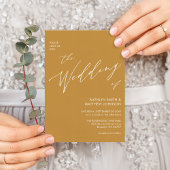 Honinggoud QR-code in één modern huwelijk Uitnodiging Briefkaart