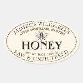 Honingheraldic Bee Oval Sticker met gedopte rand (Voorkant)