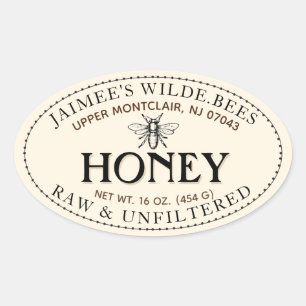 Honingheraldic Bee Oval Sticker met gedopte rand