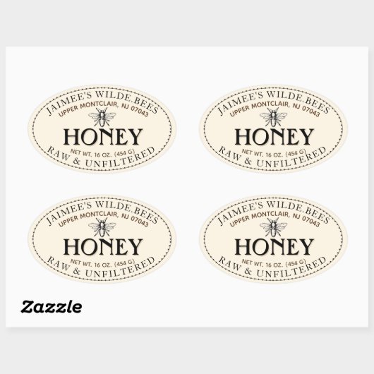 Honingheraldic Bee Oval Sticker met gedopte rand (Vel)