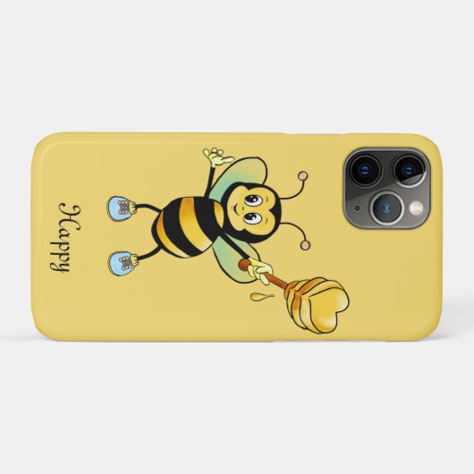 Honinghommel op zwarte en gouden beige Case-Mate iPhone case (Achterkant (horizontaal))