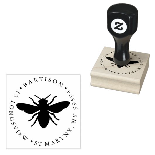 honinghommel RUND RETURN ADDRESS Rubberstempel (Gestempeld)