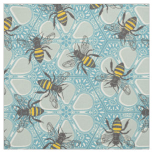 Honingkorf Bloemnevel Blauw Stof