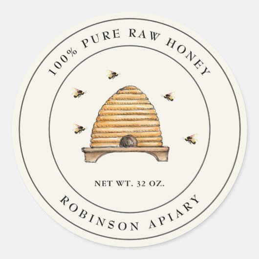  Honingkorf en bijenlabel Ronde Sticker (Voorkant)