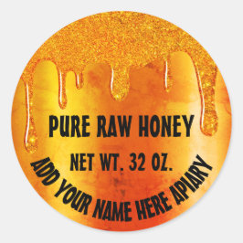 Honingkruik Honingbij Honingraat Gouden Drips Ronde Sticker
