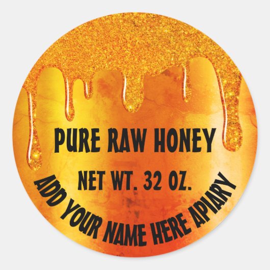Honingkruik Honingbij Honingraat Gouden Drips Ronde Sticker (Voorkant)