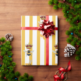 Honinglabel gele strepen cadeaupapier