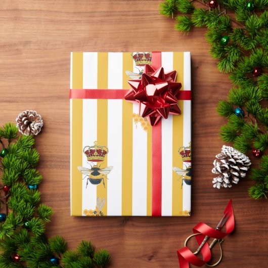 Honinglabel gele strepen cadeaupapier (Feestdagen Geschenken)