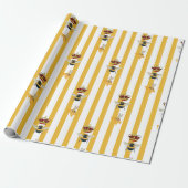 Honinglabel gele strepen cadeaupapier (Uitgerold)