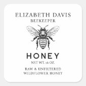 Honinglabel met aangepaste kleur  bij vierkante sticker (Voorkant)