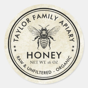 Honinglabel met  gevoel en honingbij ronde sticker