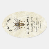 Honinglabel met honingbij in stijl ovale sticker (Voorkant)