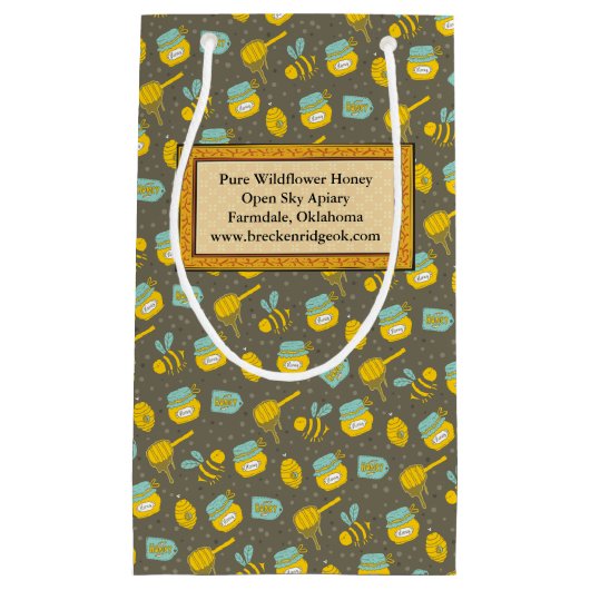 Honinglepelpatroon gelabeld klein cadeauzakje (Voorkant)