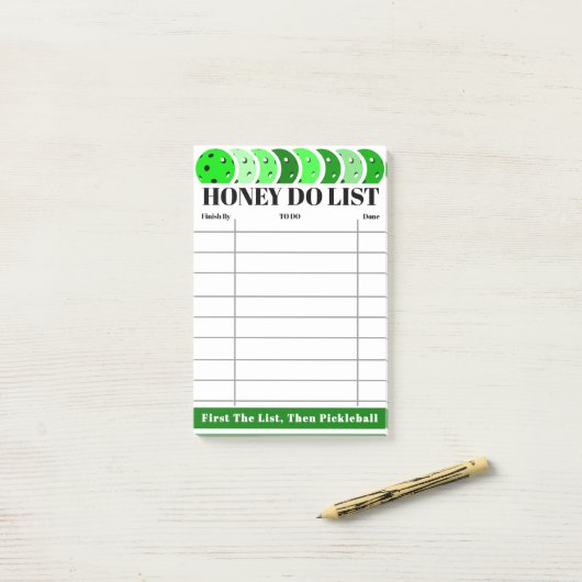 Honinglijst voor Klussen & Taken Breen Pickleballs Post-it® Notes (Op bureau)