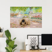 Honingpekingese in de Floral Poster (Thuiskantoor)
