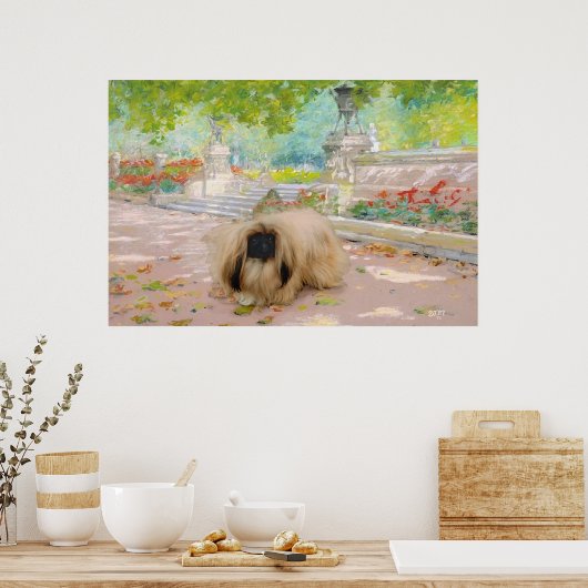 Honingpekingese in de Floral Poster (Keuken)