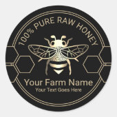 Honingpot Bee Honing Apiary Imker Zwart & Goud Ronde Sticker (Voorkant)