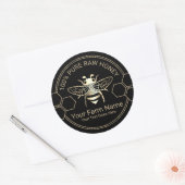 Honingpot Bee Honing Apiary Imker Zwart & Goud Ronde Sticker (Envelop)