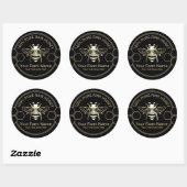 Honingpot Bee Honing Apiary Imker Zwart & Goud Ronde Sticker (Vel)