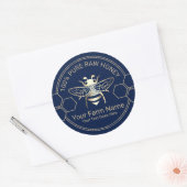 Honingpot Bee Honing Bijenimker Navy & Gold Ronde Sticker (Envelop)
