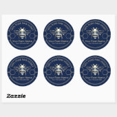 Honingpot Bee Honing Bijenimker Navy & Gold Ronde Sticker (Vel)