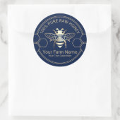 Honingpot Bee Honing Bijenimker Navy & Gold Ronde Sticker (Tas)