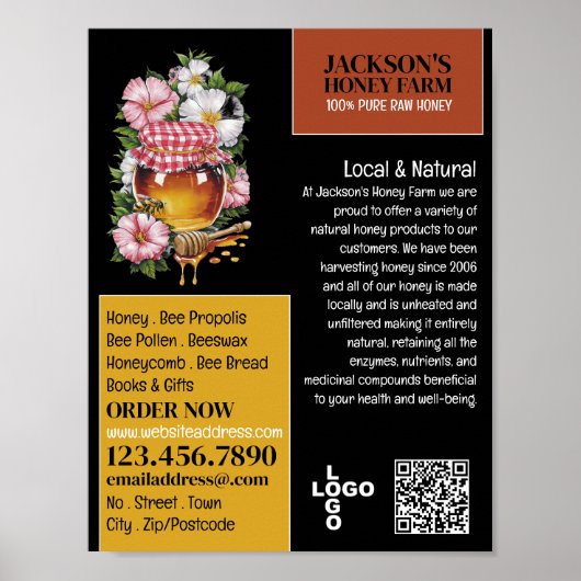 Honingpot - Beeyard, Honing Boerderij Adverteren Poster (Voorkant)