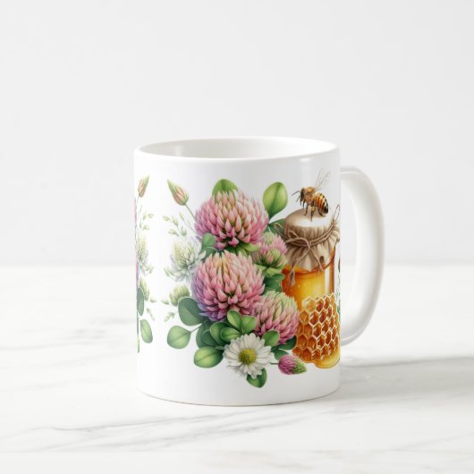 Honingpot Bij en Klaverbloem Mok (Voorkant rechts)