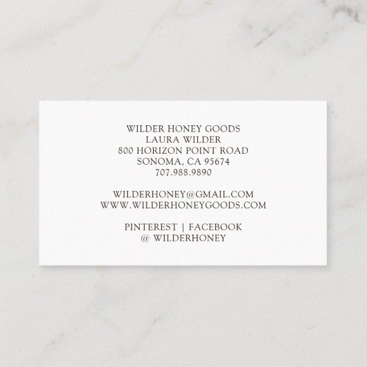 Honingpot en hart Waterverf geïllustreerd Logo Visitekaartje (Achterkant)