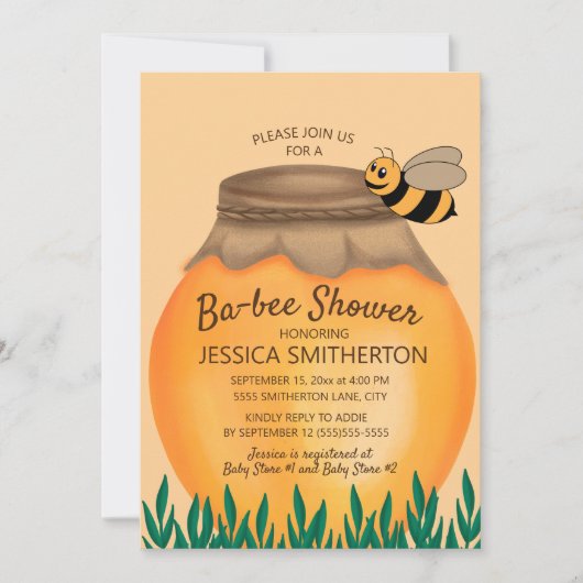 Honingpot en hommel babyshower kaart (Voorkant)