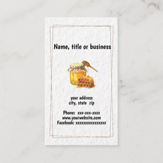 Honingpot en honingraat visitekaartje (Voorkant)