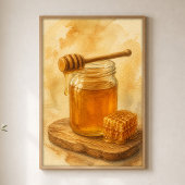 Honingpot en Lepel Aquarel Poster
