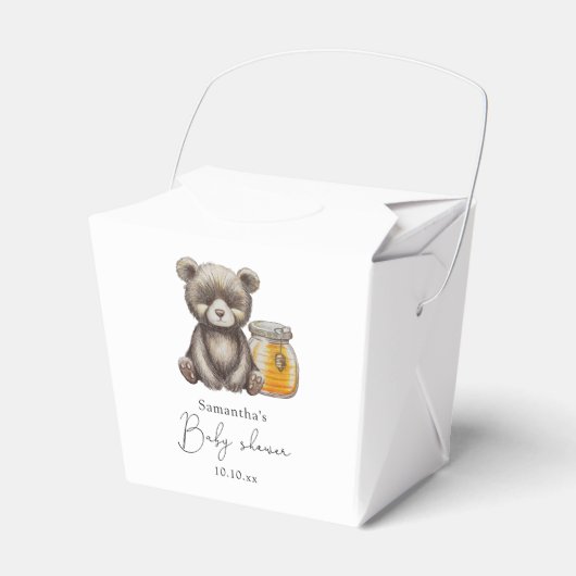 Honingpot en teddybeer baby shower bedankdoosjes (Voorkant Zijde)
