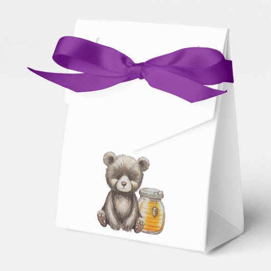 Honingpot en teddybeer baby shower bedankdoosjes (Voorkant Zijde)