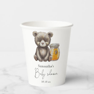 Honingpot en teddybeer baby shower papieren bekers