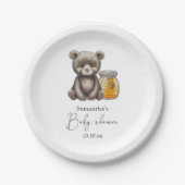 Honingpot en teddybeer baby shower papieren bordje (Voorkant)