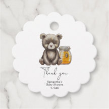 Honingpot en teddybeer bedankt baby shower