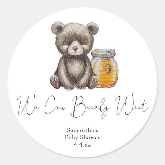 Honingpot en teddybeer - We kunnen bearly wachten Ronde Sticker (Voorkant)