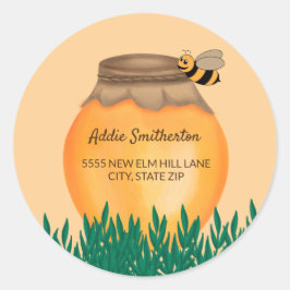 Honingpot Hommel Gele Baby Shower Adres Ronde Sticker