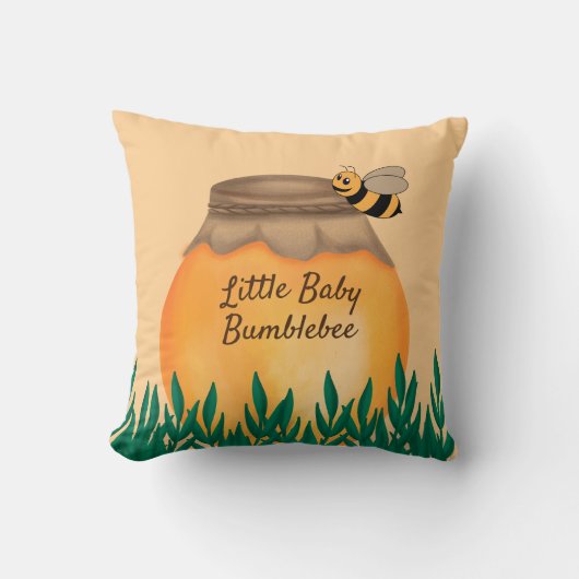 Honingpot Hommel op Gele Babykamer Kussen (Voorkant)