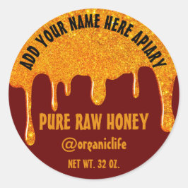 Honingpot Honingbij Honeycomb Gold Drips Maroon Ronde Sticker