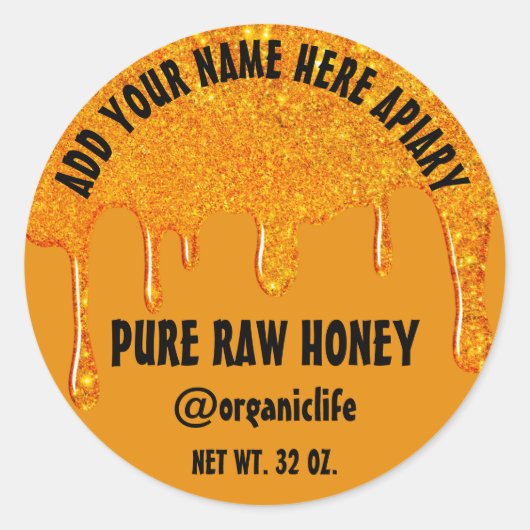 Honingpot Honingbij Honeycomb Gold Drips Sinaasapp Ronde Sticker (Voorkant)