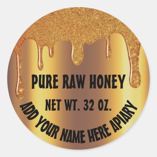Honingpot Honingbij Honingraat. Apiary Drips Golde Ronde Sticker (Voorkant)