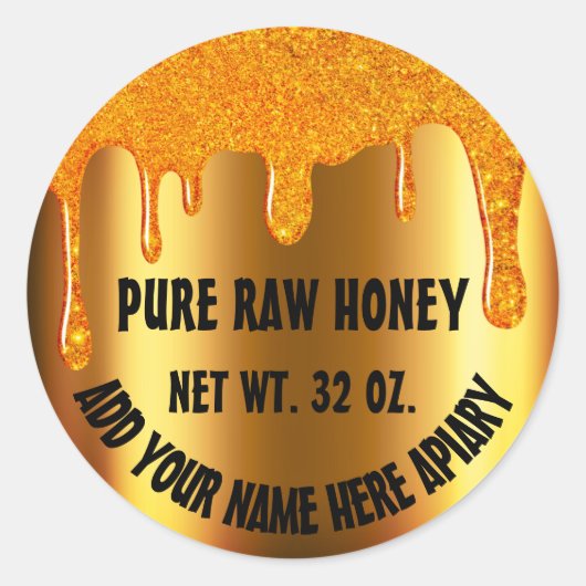 Honingpot Honingbij Honingraat. Apiary druipt goud Ronde Sticker (Voorkant)