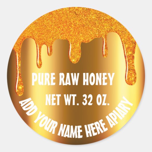 Honingpot Honingbij Honingraat. Apiary druipt goud Ronde Sticker (Voorkant)