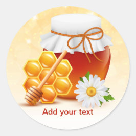 Honingpot, Honingraat, Madeliefje Ronde Sticker