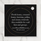 Honingpot Neklabel Zwart met Franse Bij Bedankjes Labels (Achterkant)