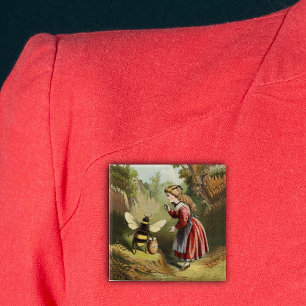 honingpot voor kleine bijen vierkante button 5,1 cm