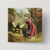  honingpot voor kleine bijen vierkante button 5,1 cm (Voorkant)