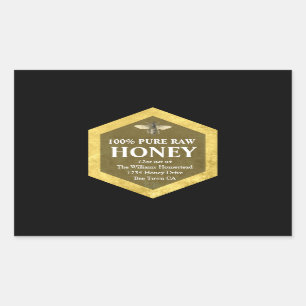 Honingpotiket   Honingbij en Imkernaam Rechthoekige Sticker